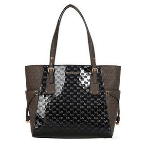 Michael Michael Kors Voyager East/West Tote in black embossed patent